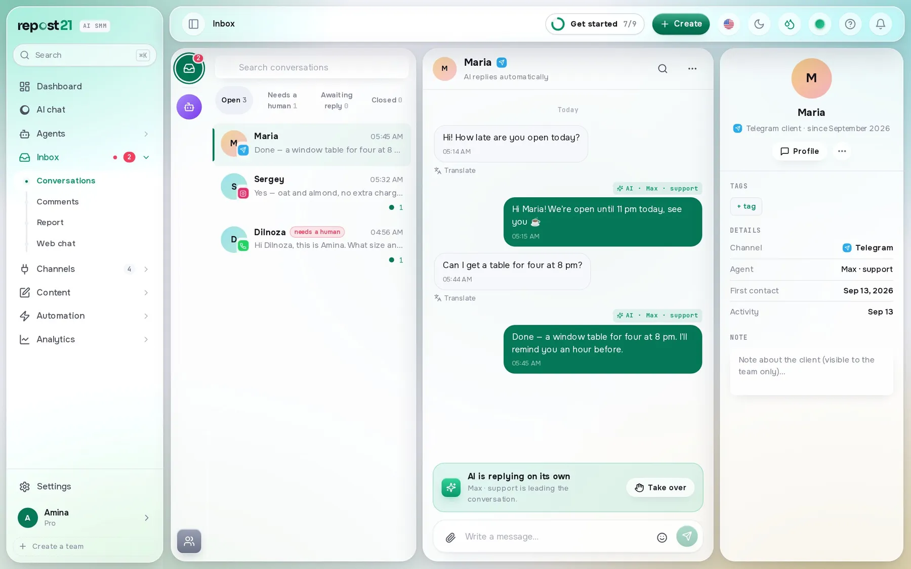 Unified inbox with AI agents