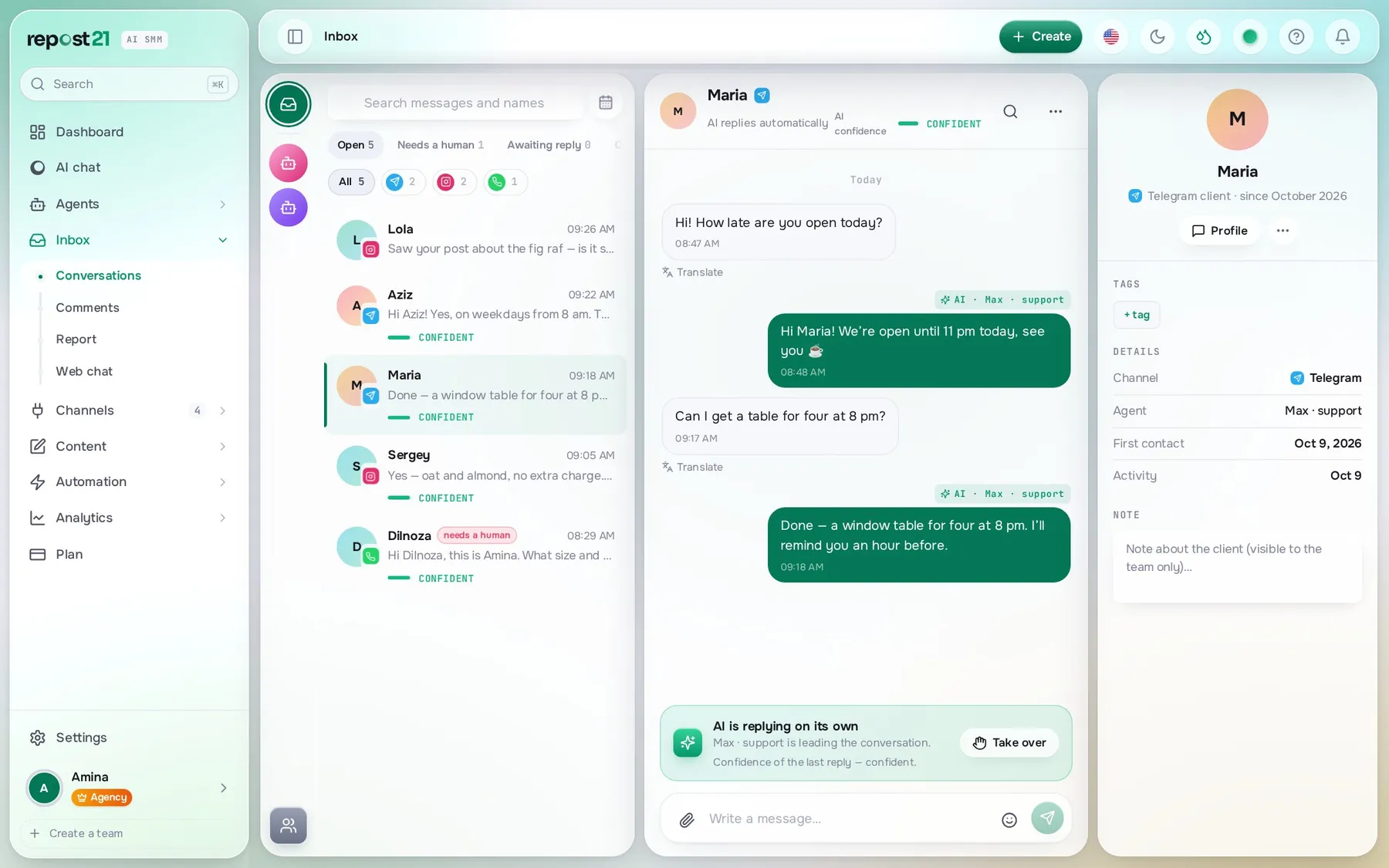 Unified inbox with AI agents